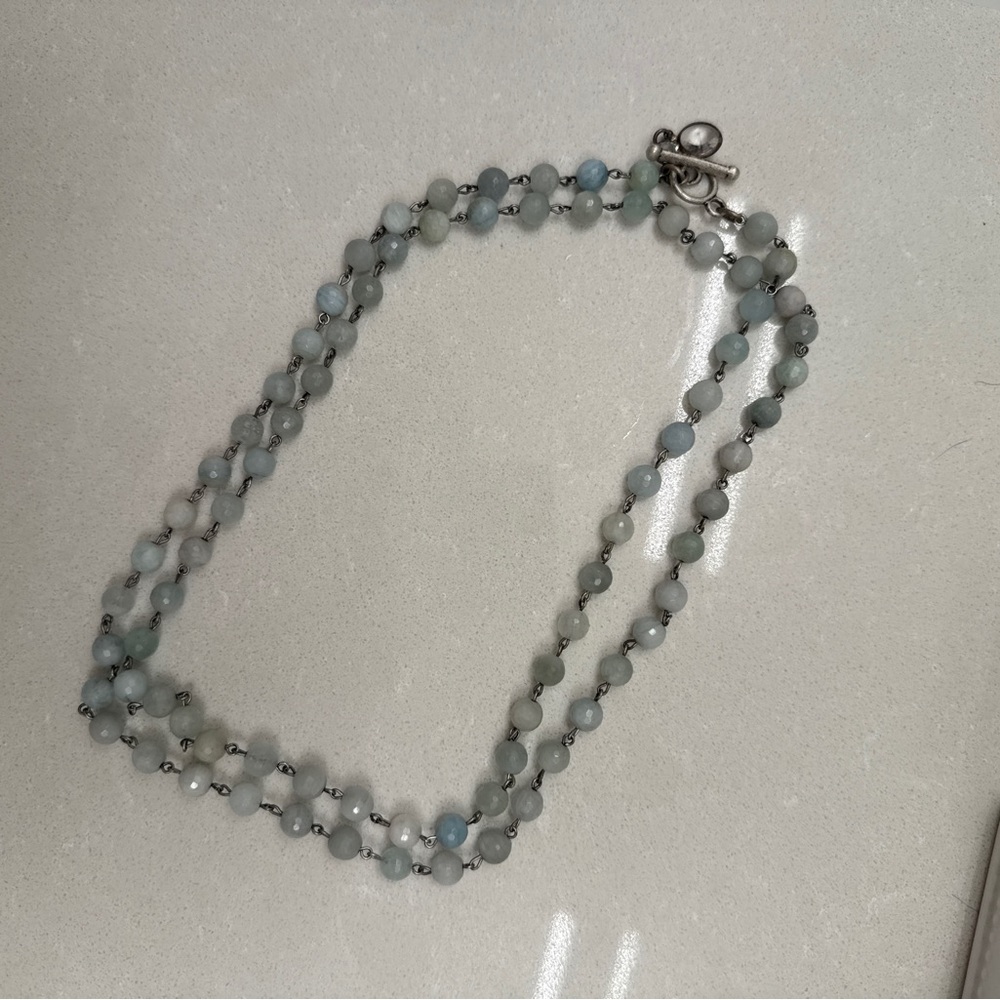 French Kande Aquamarine Stone Necklace